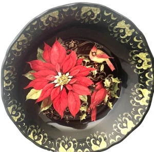 Certified International Susan Winget 8 in. Pasta/ Soup Bowl Poinsettia Cardinals - Picture 1 of 5