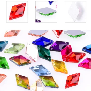 100pcs Diamond Colour Glass Rhinestone Sew On Crystal Jewels Dress Flatback Bead - Picture 1 of 15