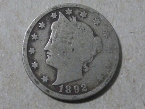 1892 5C Liberty Head Nickel, Antique U.S. Coinage, Free Shipping - Picture 1 of 2