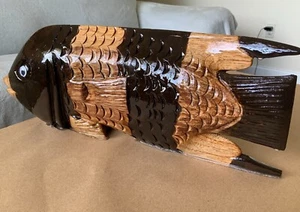 16” Hand-carved Wood Fish, Handmade Wooden Fish - Picture 1 of 5