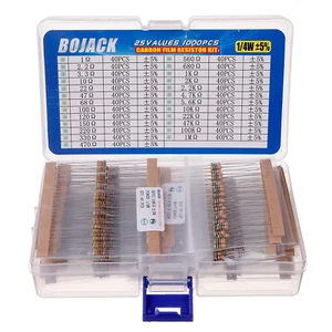 Kit de resistencia BOJACK 1000 piezas 25 valores 1 ohmio-1 m ohmio con resolución de película de carbono 5% 1/4 W - Imagen 1 de 11
