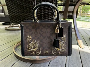 EUC COACH Zoe Carryall Bag in Signature Canvas Print Floral Embroidery Great! - Picture 1 of 10