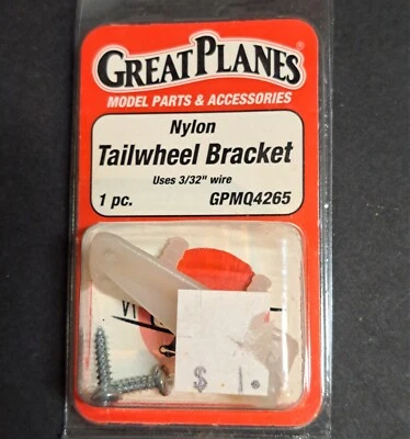 Original Great Planes RC Plane Part #4265 Nylon Tailwheel Bracket New Old Stock - Image 1 of 2