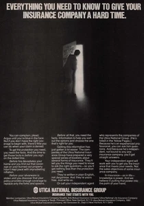 Anuncio impreso vintage 1982 Utica National Insurance Group todo lo que necesitas puerta - Imagen 1 de 2