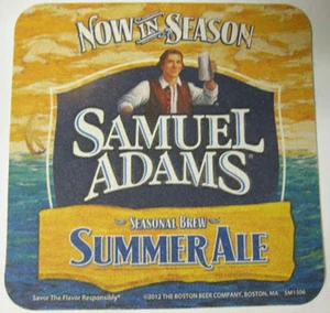 SAMUEL ADAMS SUMMER ALE BOSTON LAGER Beer COASTER, Mat, MASSACHUSETTS c2012  - Picture 1 of 2