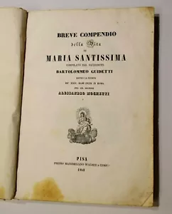 Libro Antico Old Book BREVE COMPENDIO DELLA VITA DI MARIA SANTISSIMA 1841 - Picture 1 of 9