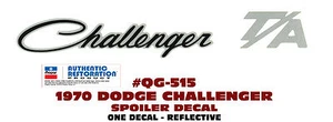 QG-515 1970 DODGE CHALLENGER - CHALLENGER T/A SPOILER DECAL - REFLECTIVE - MOPAR - Bild 1 von 1