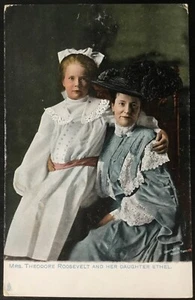 Sra. Edith Roosevelt e hija Ethel Roosevelt 1905 postal original color - Imagen 1 de 2