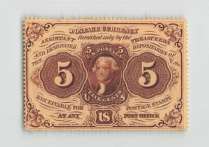 USA 5 Cents 1862 FRACTIONAL CURRENCY, Fr 1241, a/UNC, Perforated, w/o Monogr. K8 - Picture 1 of 2