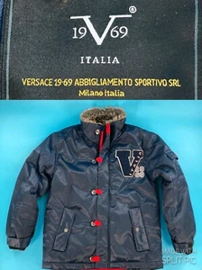 Versace 1969 Winter Puffer Jacket Navy Italia USA Boys LARGE Varsity Style - Picture 1 of 9