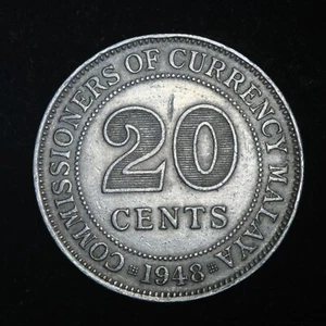 Malaya 1948 - 20 Cents Copper-Nickel Coin - King George VI - Lot #6629 - Picture 1 of 2