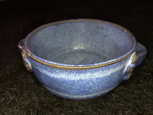Vintage Art Pottery Blue Handled Bowl Sign A&A - Picture 1 of 7