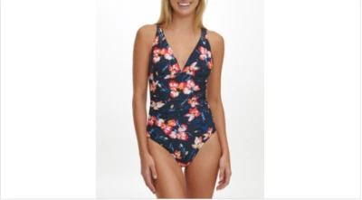 Traje de baño Tommy Hilfiger para mujer azul marino con tiras en la espalda de una pieza talla 16 Foto 1 de 4