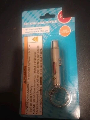 Key Ring Laser Pointer Super Brave LED Light Dual Function - Image 1 of 2