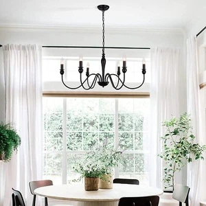 Black Sputnik Lighting Ceiling Chandelier 6 Light Pendant Fixture Bedroom Study - Picture 1 of 15