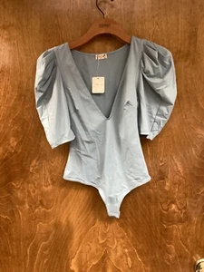 Women NWT "Intimately FP" sage blue V-neck 3/4 sleeve bodysuit. Size XS Reg. $68 - Picture 1 of 2