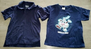 2 boys NAVY BLUE SHIRTS TOPS 1 HERSHEY TEE SHIRT 1 school uniform POLO STYLE 8 - Picture 1 of 1