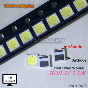 TV Backlight LED Diode SMD 3030 3V 1W Cool White LED 100PCS - Picture 1 of 2