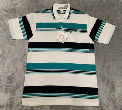 VTG Penguin Polo Shirt Mens Medium White Striped Golf Pocket Munsingwear 90s - Image 1 of 4