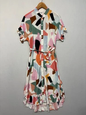 Vestido Camisa Corey Lynn Calter Anthropologie Manga Corta Talla Pequeña C050-22 Foto 1 de 4