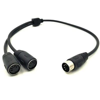 Male to Female DIN 5P Splitter Y Adapter MIDI Cable 1 to 2 Extension Cord - Image 1 of 4