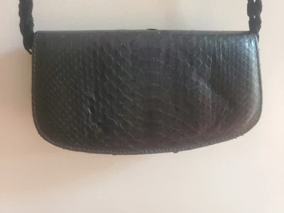 MAJE SMALL BLACK GENUINE SNAKESKIN PYTHON CROSSBODY SHOULDER BAG - Image 1 of 4