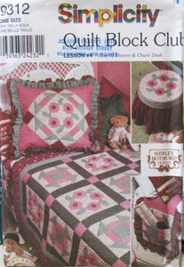 Simplicity Quilt Block Club #4 9312 S Botsford Rose of Sharon Churn Dash Pattern - Foto 1 di 2