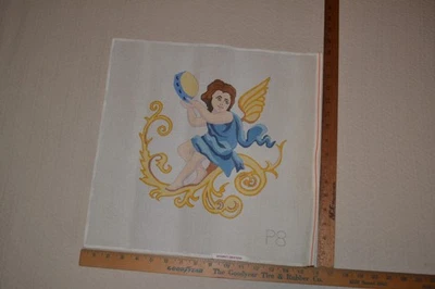 HP handpainted needlepoint canvas, angel cherub, Spindrift Creations - Image 1 of 4