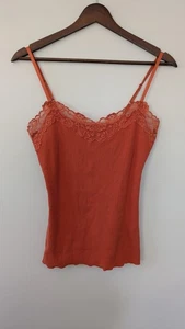 Banana Republic Cami-Tanktop mit Spitzenbesatz klein gerippt adrett Y2K rostorange  - Bild 1 von 7