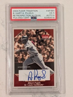 2004 Fleer Tradition AP/BH B. Hart/ A. Pujols retrospection auto PSA 5 - Image 1 of 2