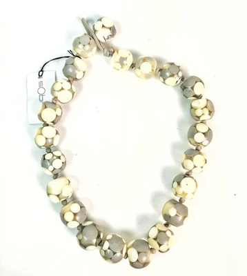 Colar Sobral Petit Boules Bolinhas Cinza Branco Bolinhas Orbe Beads Feito por Artista - Imagem 1 de 4