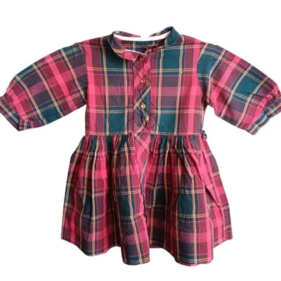 Girls 4/5 Vintage Dress 1950's Plaid Handmade 1OF1 - Image 1 of 4