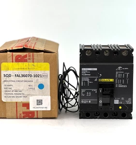 Disyuntor Square D FAL360701021 3 polos 70 amperios derivación disparo 600V 3P 70A - Imagen 1 de 11