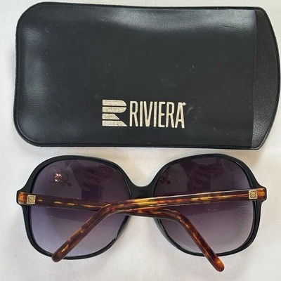 VTG Anne Klein Riviera Oversized Sunglasses &  Original Case Tortoise Shell 70s  - Image 1 of 4