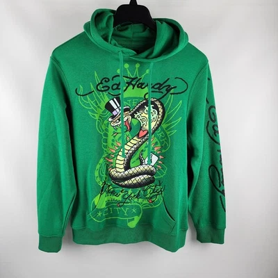 Sudadera con Capucha Ed Hardy Para Hombres Pequeña Multi Verde Estampado Gráfico Serpiente Nueva con Etiquetas Foto 1 de 4