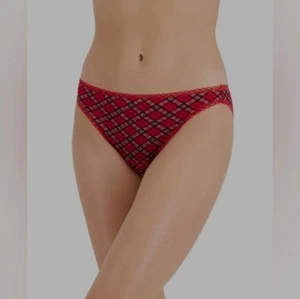 Charter Club Damen Spitzenbesatz Bikini Unterwäsche kariert rot Large - Bild 1 von 1