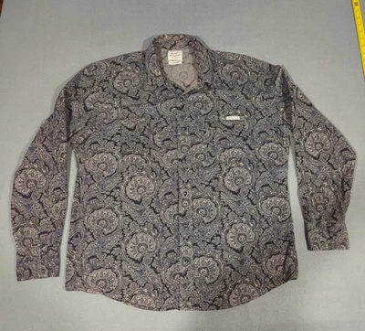 Lucky Brand Sportswear XL Long Sleeve Paisley Black And Brown Pearl Snap - Image 1 of 4