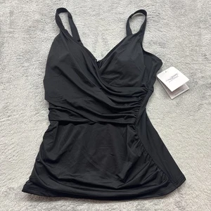 Camiseta Tankini Dolfin Sólida Espalda Girada Para Mujer Mediana Negra Forma Aquasha - Imagen 1 de 8