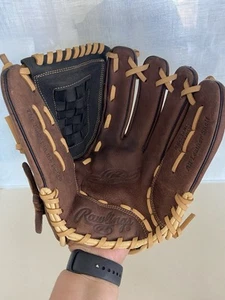 Rawlings Baseball Glove 12.5 RIGHT Hand Thrower RGB36BC Brown Black Leather - Picture 1 of 4
