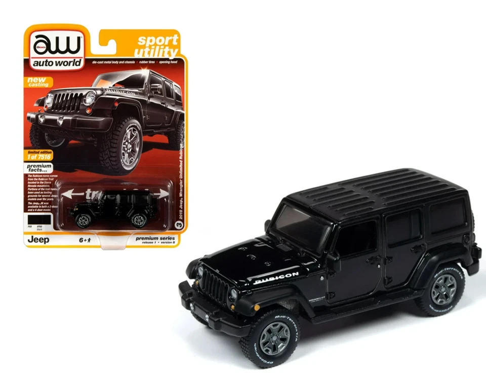 Jeep Wrangler Unlimited 2018 (negro) modelo de coche diecast 1/64 Auto World AWSP033B Foto 1 de 1