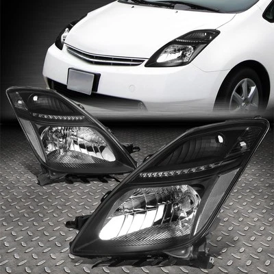 PARA 06-09 TOYOTA PRIUS ESTILO OE CARCASA NEGRA ESQUINA TRANSPARENTE FAROS XENÓN OCULTOS Foto 1 de 4