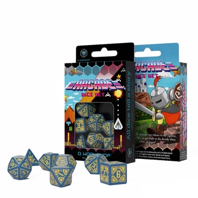 Juego de dados arcade juegos de rol juegos de rol Q-Workshop azul y amarillo Dnd NUEVO Foto 1 de 2