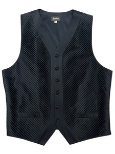 Neiman Marcus Silk Tuxedo Vest Button Front Pleated Black Formal Men’s L - Picture 1 of 9