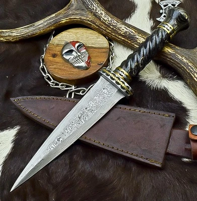 Premium Handmade Damascus Steel Dagger Knife – Outdoor Boot Knife /Sheath Z-1228 - Image 1 of 4