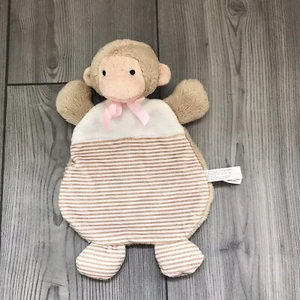 North American Bear Company Monkey 9” Lovey Plush Security Blanket 6319 Pink Bow - Picture 1 of 6