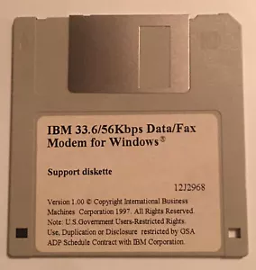 IBM 33.6/56Kbps data/fax modem for windows 1997 Support Disk 3.5” Floppy Disk - Picture 1 of 1