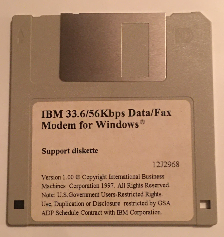 "Módem de datos/fax IBM 33,6/56 Kbps para disco de soporte de Windows 1997 disquete de 3,5""" Foto 1 de 1