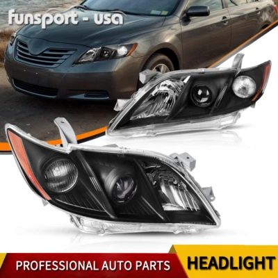 Projector Headlights Assembly for 2007-2009 Toyota Camry Black Housing Headlamps - Image 1 of 4