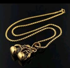Gold Chain And Boxing Gloves 9ct Gold Plated Great Quality Solid Gloves & Chain 
