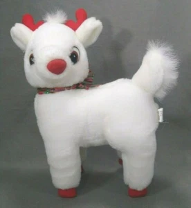 Vintage Rudolph das Rentier mit der roten Nase Plüsch weiß Goffa Vintage Weihnachten Spielzeug Deko - Bild 1 von 12